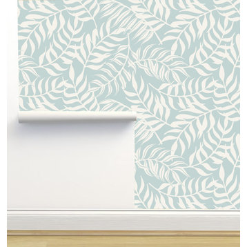 Palms on Pastel Blue Wallpaper by Erin Kendal, Sample 12"x8"