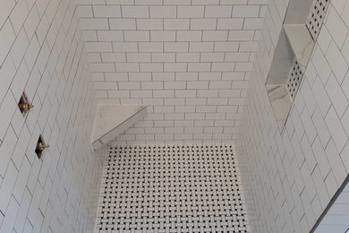White & Black Subway Tile Shower