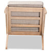 Baxton Studio Sigrid Light Grey Upholstered Antique Oak Finished Wood Armchair
