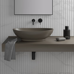 Oasis Grigio Earth Countertop Stone Basin 600mm - Bathroom Sinks