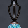 Zilo Decorative Traditional Mini Pendant - Dark Granite, Turquoise Fusion, 1