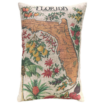 Florida Citrus Linen Pillow, 18"x12"