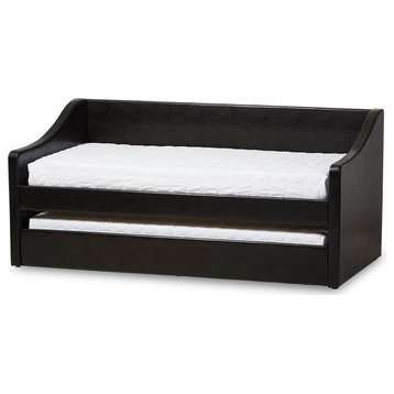 Barnstorm Modern and Contemporary Black Faux Leather Upholstered Daybed