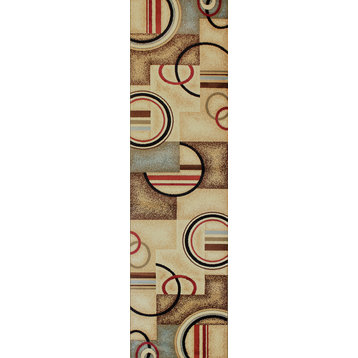 Well Woven Barclay Arcs & Shapes Rug, Ivory, 2'3"x7'3" Runner