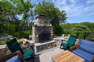 Inspiration for a contemporary brick patio remodel in Boston