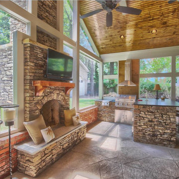 Screened in Porch, Fireplace and Outdoor Kitchen