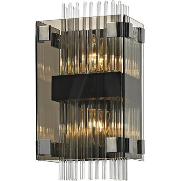 Apollo Wall Sconce, Dark Bronze, Plated Smoked and Clear Glass Rods