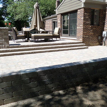 Three Tiered Patio made with Unilock Wall Products & Fendt Pavers