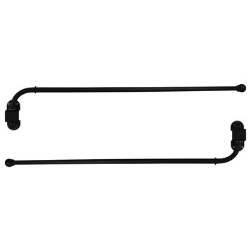 Urbanest 1/2” Adjustable Wall Mounted Swing Arm Rods 24"-38", Black, Set of 2