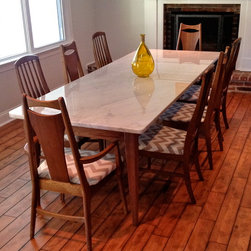 Walnut & White Marble Dining Table - Products