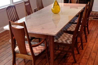 Walnut & White Marble Dining Table