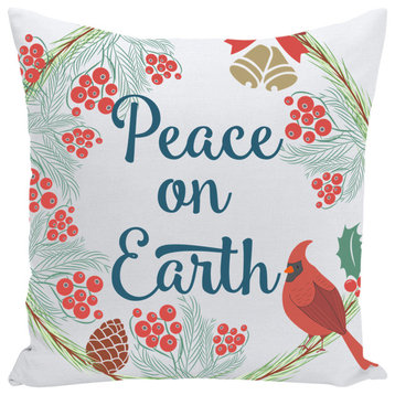 Peace on Earth Christmas Throw Pillow, 14x14, With Insert
