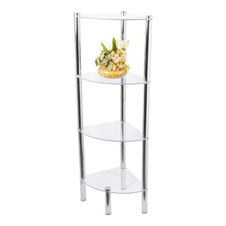 Adams 3 Tier Freestanding Corner Bathroom Storage Organizer, White Wood