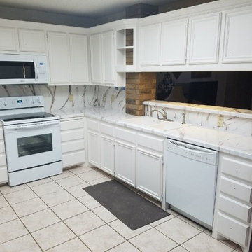 Marble Custom Countertops (White base with brown veins)