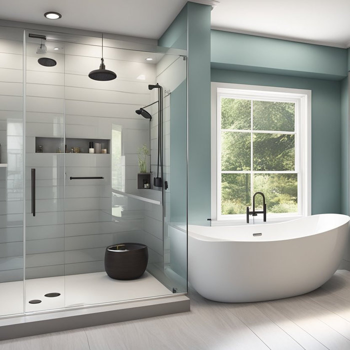 A shower and a bath tub