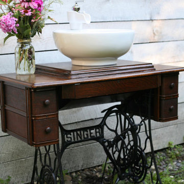 Singer Sewing Machine Repurposed Into a Bathroom Sink