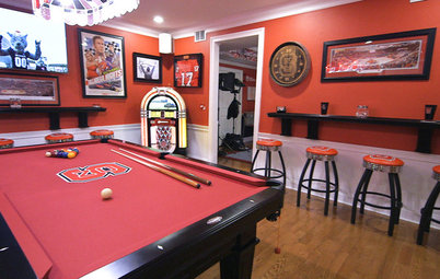 A Tricked-Out Basement for 2 College Basketball Super Fans