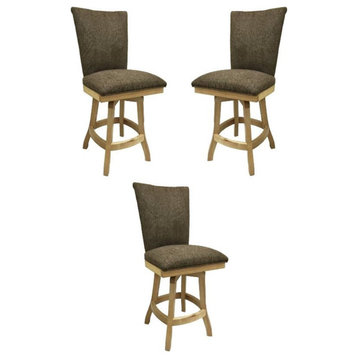 Home Square 26" Swivel Solid Wood Counter Stool in Wheat & Natural - Set of 3