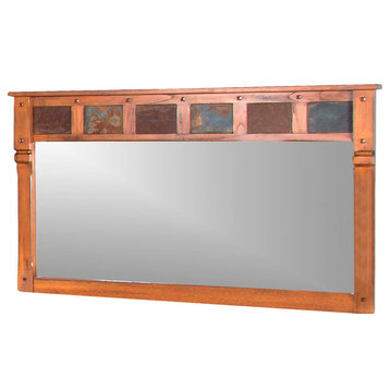 Sunny Designs Sedona 60" Traditional Wood Mirror in Rustic Oak