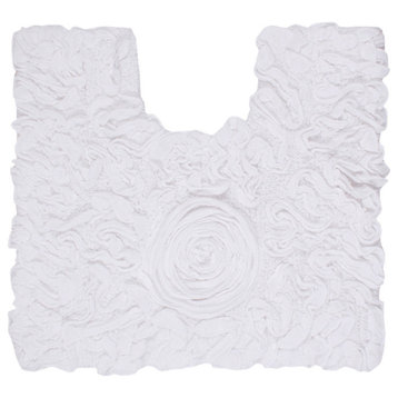 Bell Flower Collection Cotton Machine Washable Contour Rug, 20"x20", White