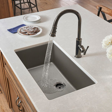 Quartz Luxe Single Bowl Undermount Sink, Silvermist