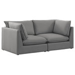 Meridian Furniture - Mackenzie Linen Textured Fabric Upholstered 2-Piece Modular Sofa, Grey - Mix and match the pieces from the Mackenzie series to create a beautiful seating group that's perfect for the whole gang. These exceptionally crafted sofas, sectionals, and other components are meant to be put together into an infinite number of configurations based on your particular needs and space requirements. Each is upholstered from top to bottom in soft durable linen textured in your choice of colors. Attach the pieces of your choice easily thanks to the included attachment latches.