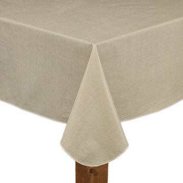 Cafe Deauville 100% Vinyl Tablecloth, Sand, 60"x84" Ov