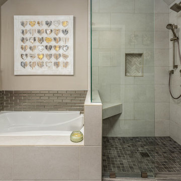 Shower and bathtub in Del Mar Bathroom renovation with Kohler fixtures