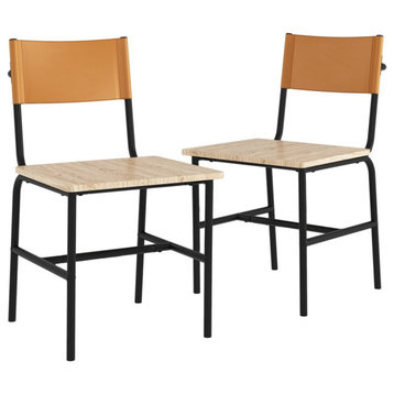 Sauder Boulevard Cafe Faux Leather Back Dining Side Chair Brown/Black (Set of 2)