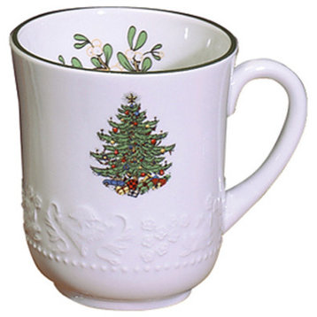 Cuthbertson Original Christmas Tree Dickens Embossed Mug, Set of 4