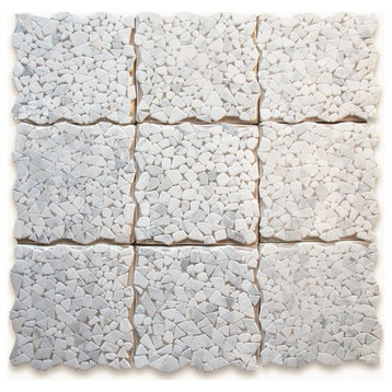 Tumbled PebbleStone Calacatta Gold Calcutta Marble NonSlip Shower Tile, 1 sheet