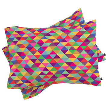 Deny Designs Bianca Green In Love With Triangles Pillow Shams, Queen