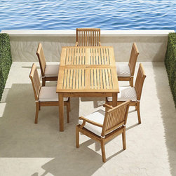Cassara 7-pc. Rectangular Dining Set in Natural Teak - Patio Furniture And Outdoor Furniture