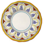Bonechi Imports - Deruta Labor Ceramiche Disegno Vario Yellow 8" Fluted Salad or Dessert Plate - This 8" ceramic plate was handcrafted and painted by the artisans Labor Deruta of Deruta, Umbria, Italy. It is also dishwasher safe, but we caution against putting it in an industrial strength dishwasher, such as one a restaurant would have, or a microwave.