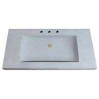 Avanity 43" Stone Integrated Sink Top, Dark Gray Granite