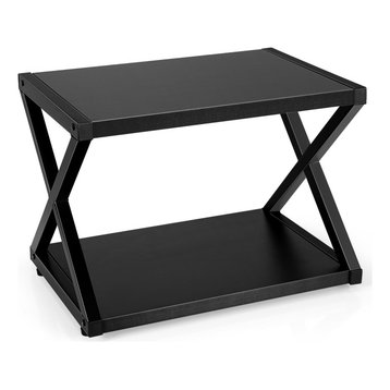 Costway Desktop Printer Stand 2 Tiers Storage Shelves w/Anti-Skid Pads Black