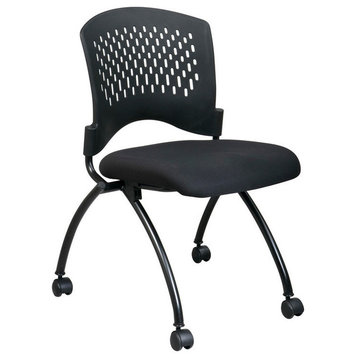 Deluxe Armless Folding Chair, Titanium, Set of 2