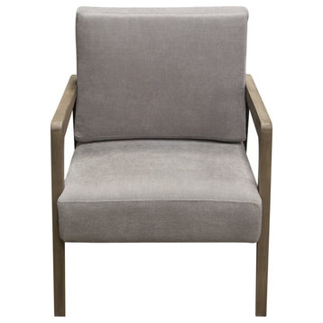 Blair Accent Chair, Grey Fabric With Curved Wood Leg Detail by Diamond Sofa