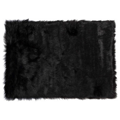 60"x96" Black Sheepskin Rug or Throw
