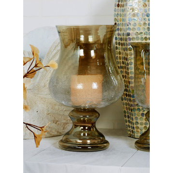 Traditional Gold Glass Hurricane Lamp 24671