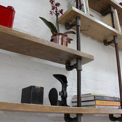 Nathan Reclaimed Scaffolding & Steel Pipe Mounted Industrial Shelves / Bookcase - Display & Wall Shelves
