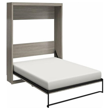 Pemberly Row Transitional Engineered Wood Queen Wall Bed in Gray