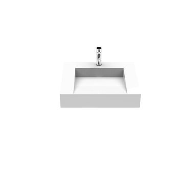 Badeloft Stone Resin Wall-Mounted Sink, Glossy White