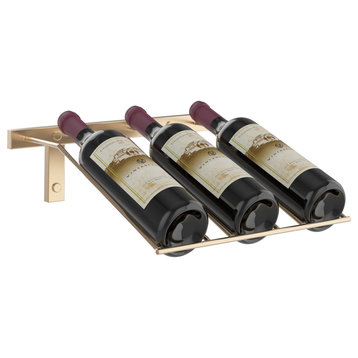 W Series Presentation Row (wall mounted metal wine rack), Golden Bronze, 3 Bottles (1 Column)