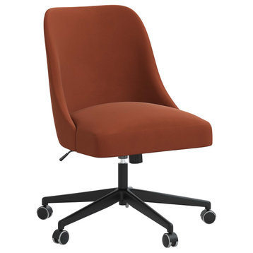 Upholstered Office Chair, Velvet Burnt Orange