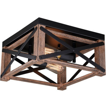 Vaxcel - Colton 2-Light Flush Mount in Rustic and Cage Style 6.5 Inches Tall