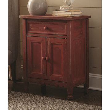 Country Cottage Accent Cabinet, Red Antique Finish