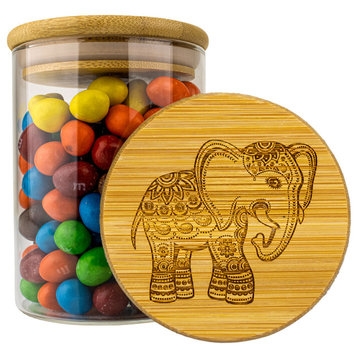 Spiritual Elephan Smell Proof Glass Storage Jars for Cookies, Sugar, Tea, Spices, 18oz.