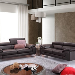 Modern Premium Leather Sofa Set in Coffee Finish - $3829.40 - Living Room Furniture Sets