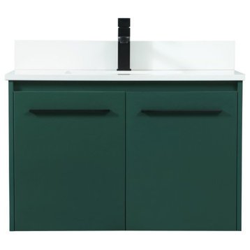 Elegant VF44530MGN-BS 30"Single Bathroom Vanity, Green With Backsplash
